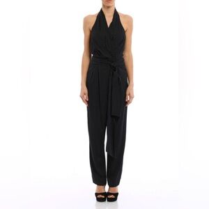 NWT DIANE VON FURSTENBERG Navier Polka dot silk wrap jumpsuit, Size 8